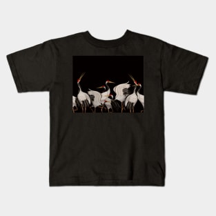 Crane bird / Black Kids T-Shirt